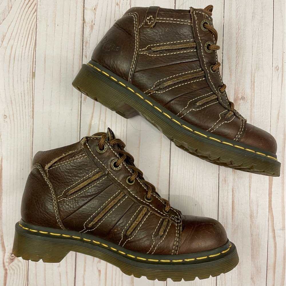 VTG Dr Martens Womens Chunky Y2K Brown Leather Oxford Low top Boots Sz 37
